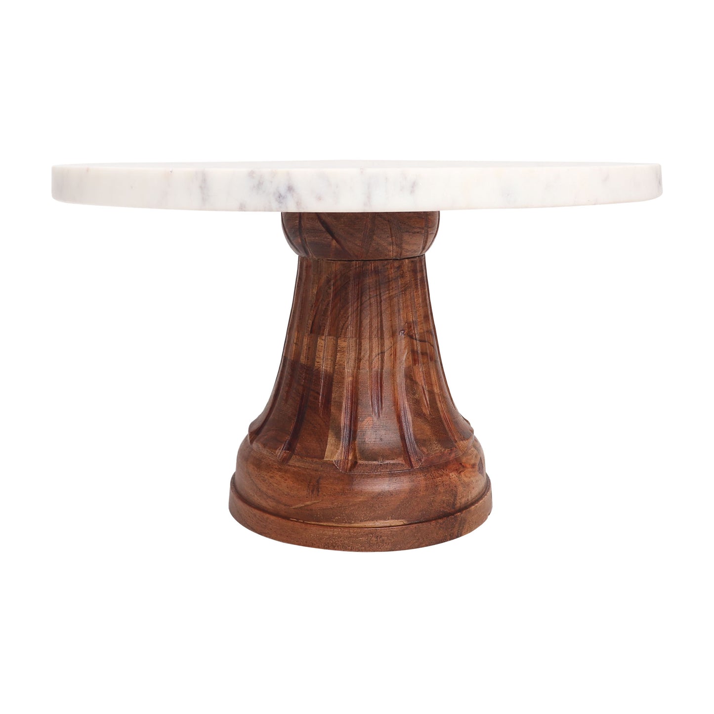 Marble and Wood Cake Stand | Cake Platter (12-inch)