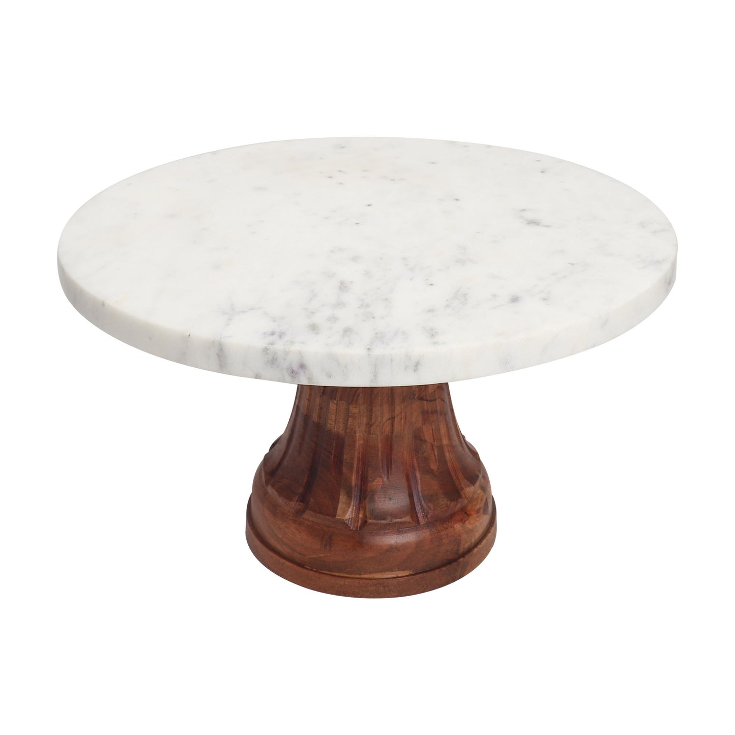Marble and Wood Cake Stand | Cake Platter (12-inch)