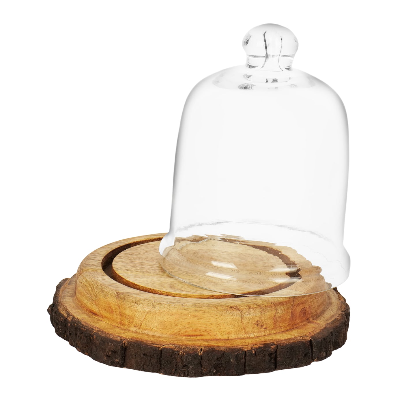 Cake Dome with Natural Bark Platter - 5 x 5 inch