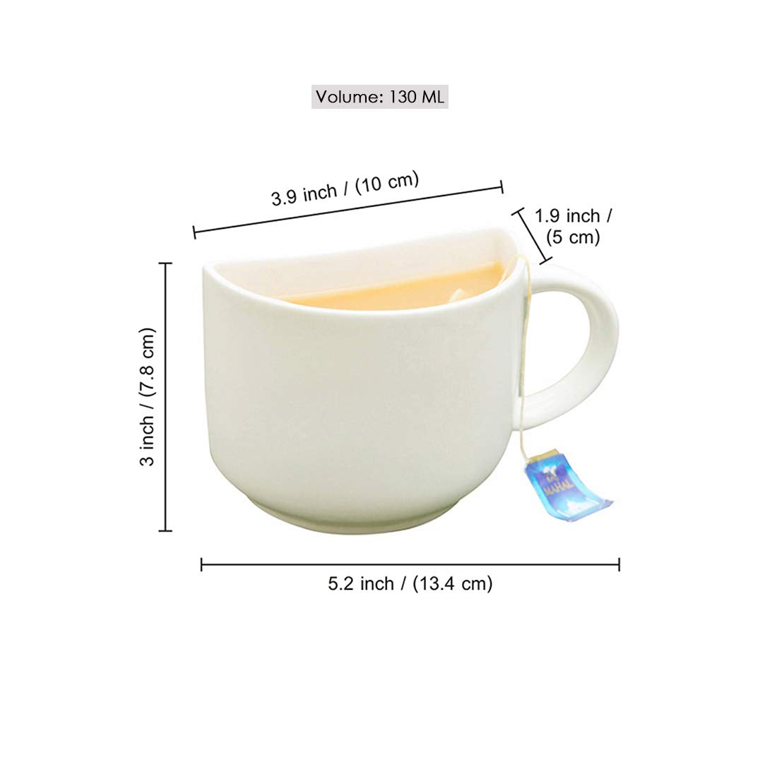 Unique Ceramic Coffee Mugs Cum Half Tea Cups (Set of 2) (white)