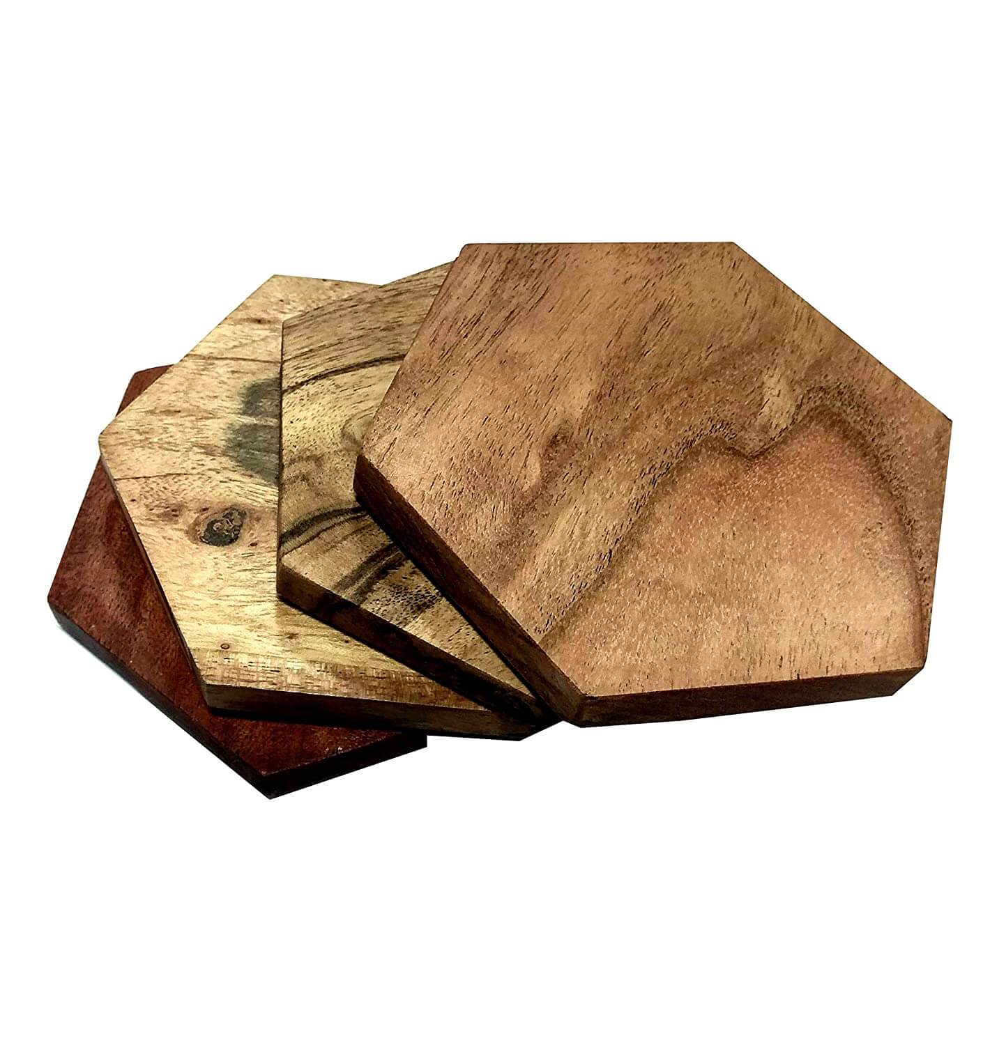 Handcrafted Wooden Coasters Set of 4