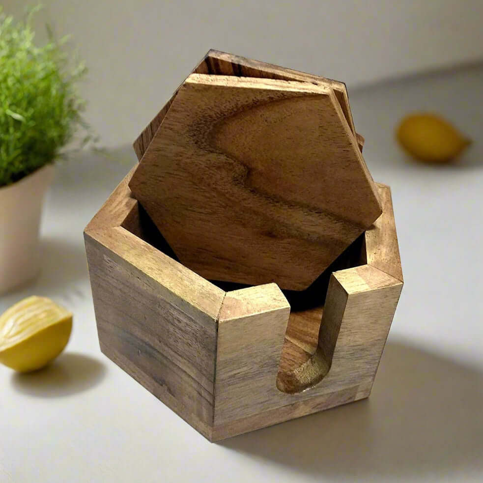 Handcrafted Wooden Coasters Set of 4