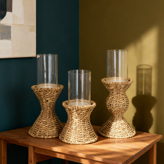 Wicker Glow Candle Trio – Handmade Festive Charm.