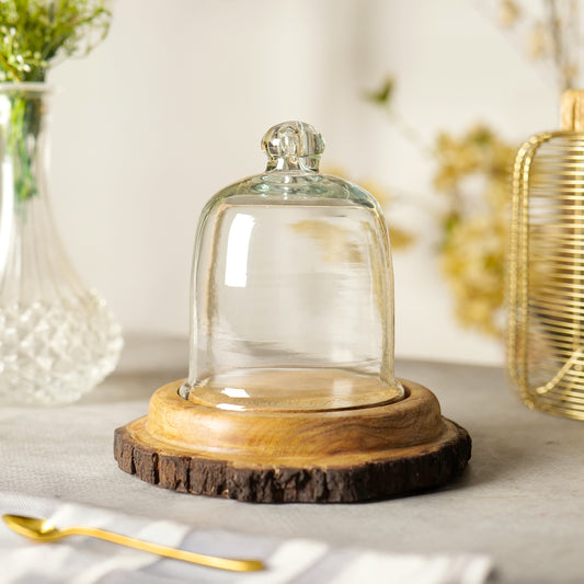 Cake Dome with Natural Bark Platter - 5 x 5 inch