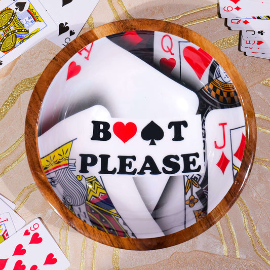 Boot Bowl, Poker bowl, Wooden Bowl with enamel - HRT 9x4 inch