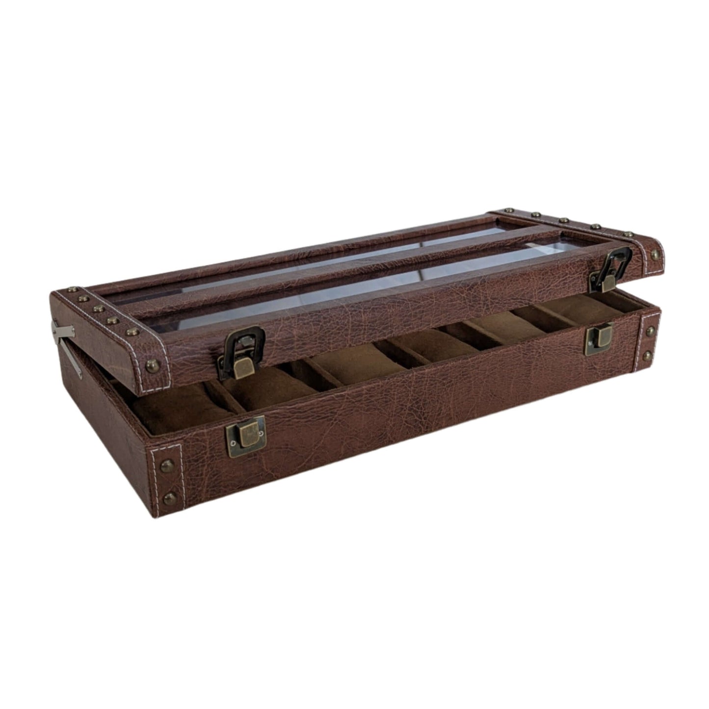 Brown Vegan Leather Watch Organizer (12 slots) -BTT