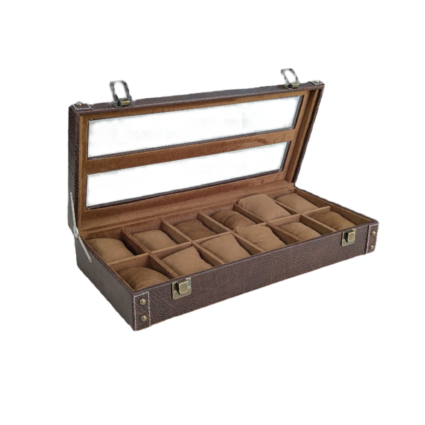 Brown Vegan Leather Watch Organizer (12 slots) _BTC