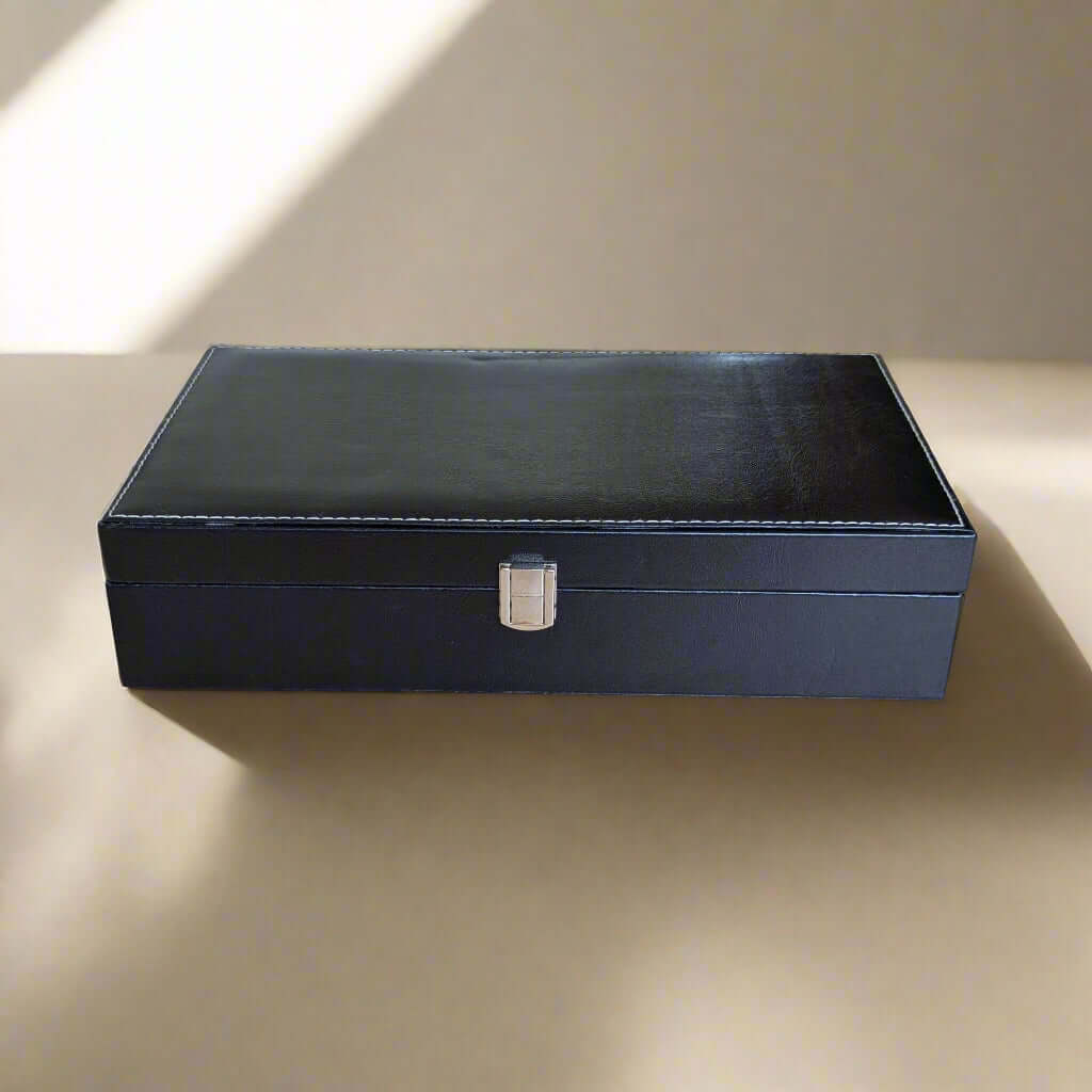 Vegan Leather Black Watch Organizer (10 slots) - BLP