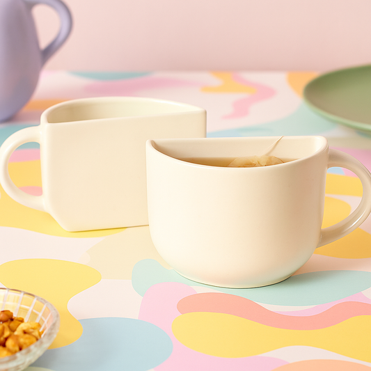 Unique Ceramic Coffee Mugs Cum Half Tea Cups (Set of 2) (white)