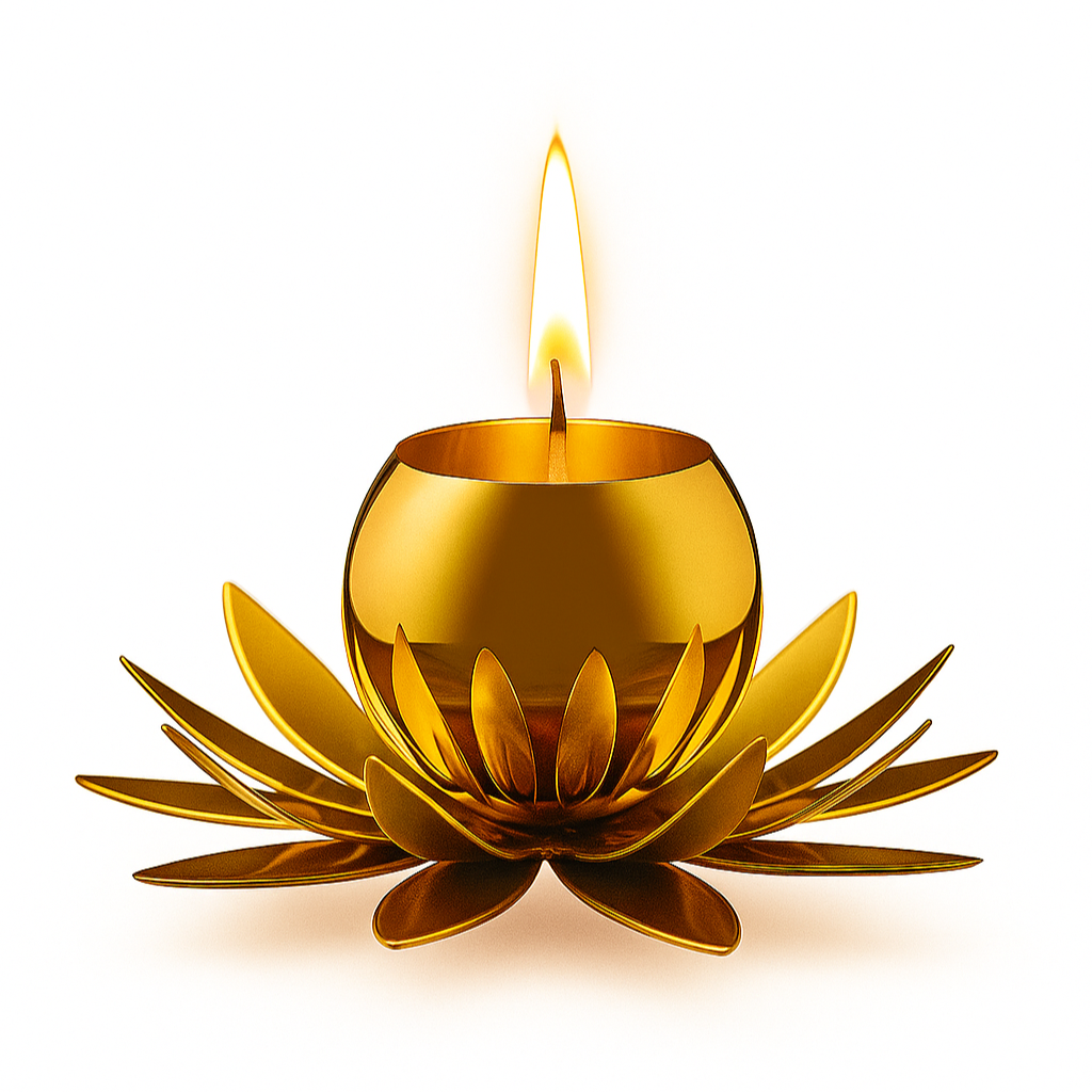 Luxury Handcrafted Golden Lotus Tealight Holder – Stainless Steel