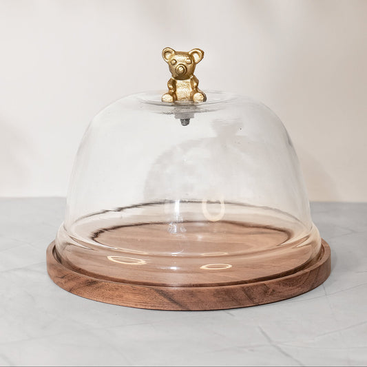 Wooden Cake Stand with Glass Dome - 8" TB