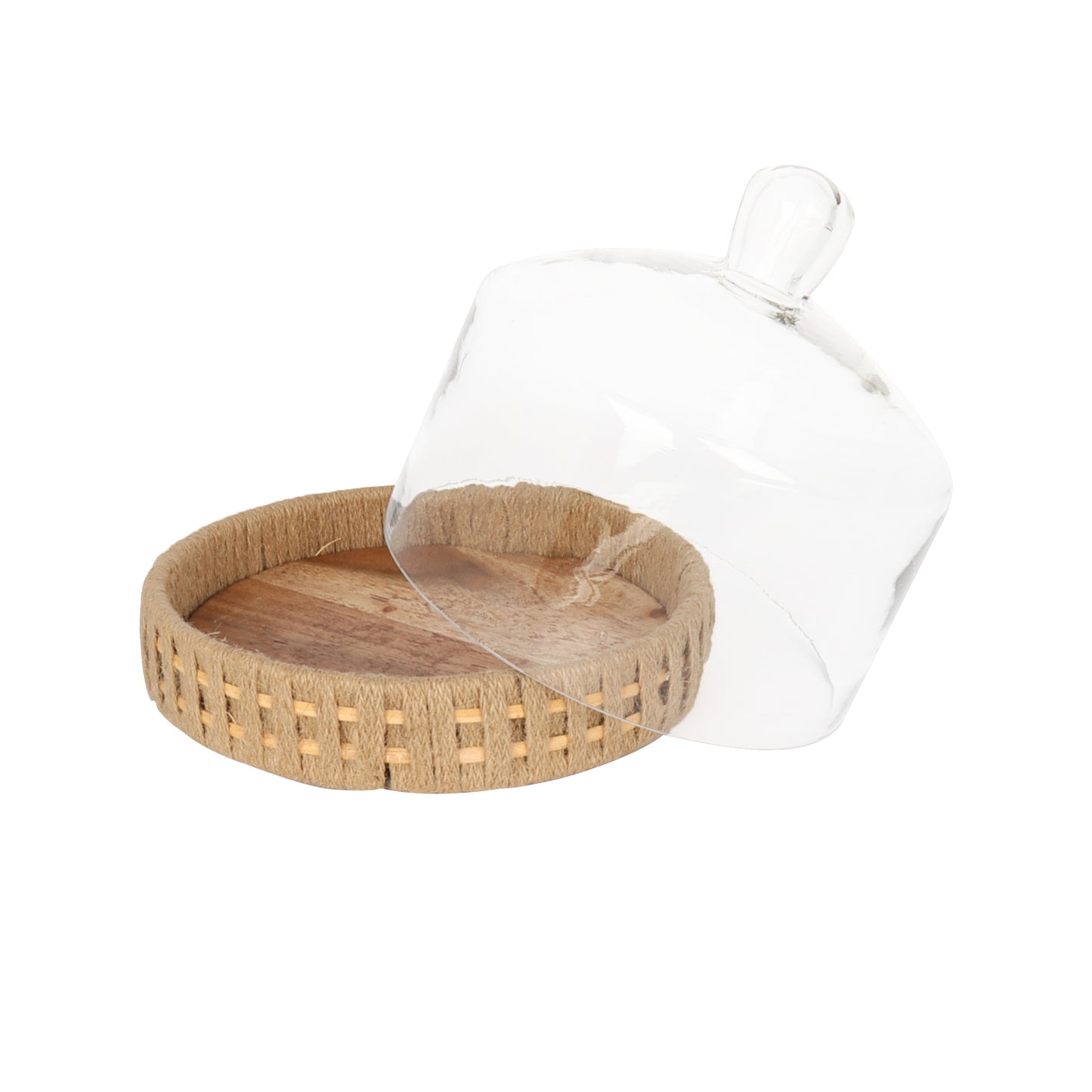 Rustic Wood Cake Stand with Cloche - 6.75 IN JT