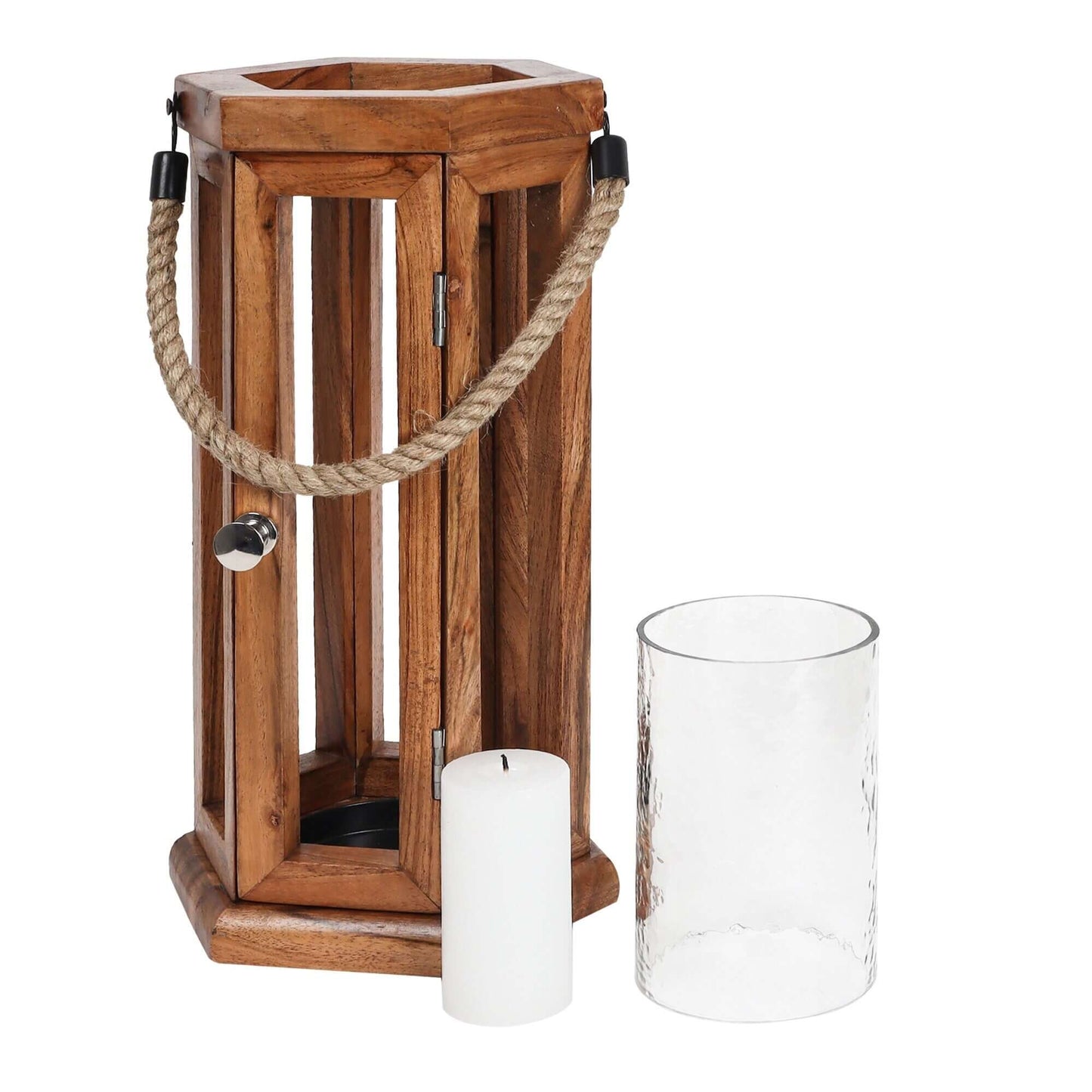 Wooden Lantern with Jute Rope - Large HX