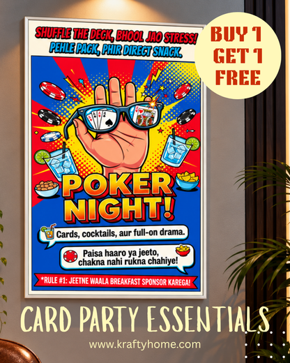 Poker & Card Night Canvas Print with Frame - Buy 1 Get 1 Free