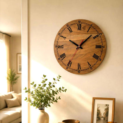 Premium Handcrafted Wooden Wall Clock for Living Room, Bed Room, and Office | Perfect Luxury Gifting Decor (12-Inch)