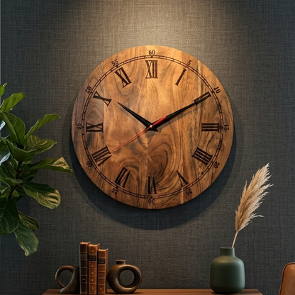 Premium Handcrafted Wooden Wall Clock for Living Room, Bed Room, and Office | Perfect Luxury Gifting Decor (15-Inch)