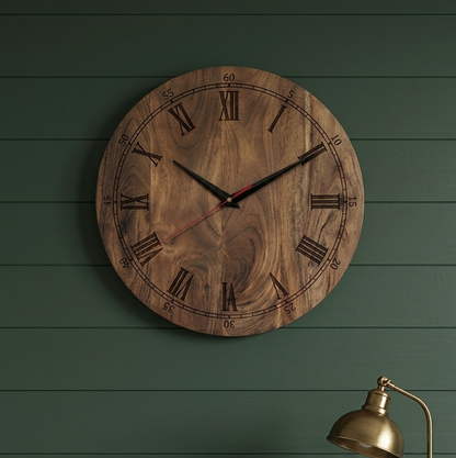 Premium Handcrafted Wooden Wall Clock for Living Room, Bed Room, and Office | Perfect Luxury Gifting Decor (15-Inch)