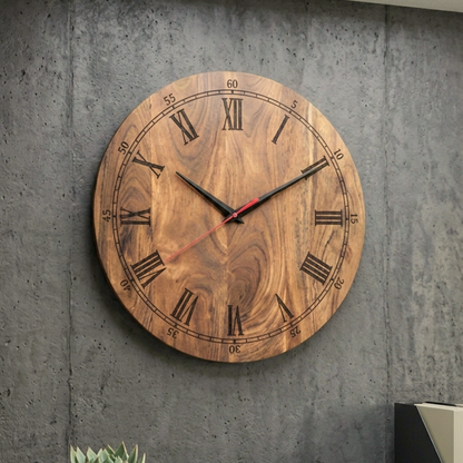 Premium Handcrafted Wooden Wall Clock for Living Room, Bed Room, and Office | Perfect Luxury Gifting Decor (15-Inch)