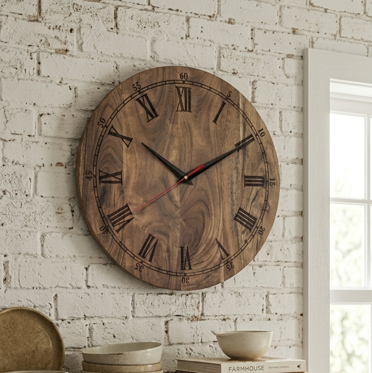 Premium Handcrafted Wooden Wall Clock for Living Room, Bed Room, and Office | Perfect Luxury Gifting Decor (15-Inch)