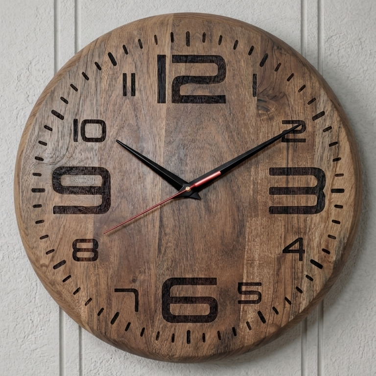 Premium Handcrafted Wooden Wall Clock for Living Room, Bed Room, and Office | Perfect Luxury Gifting Decor (15-Inch) N
