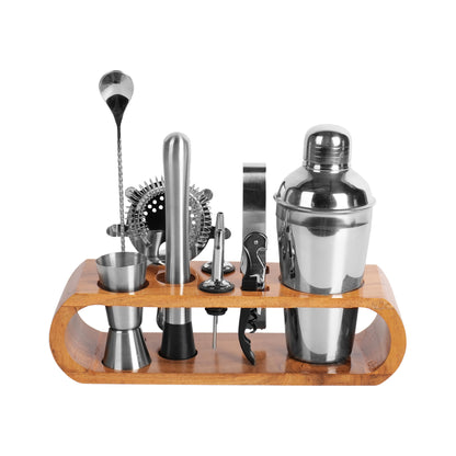 Kraftyhome Signature Bar Tools Set: Luxury Edition with Elegant Wooden Stand - C