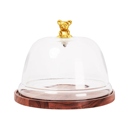 Wooden Cake Stand with Glass Dome - 8" TB