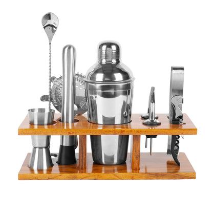 Kraftyhome Signature Bar Tools Set: Luxury Edition with Elegant Wooden Stand - T