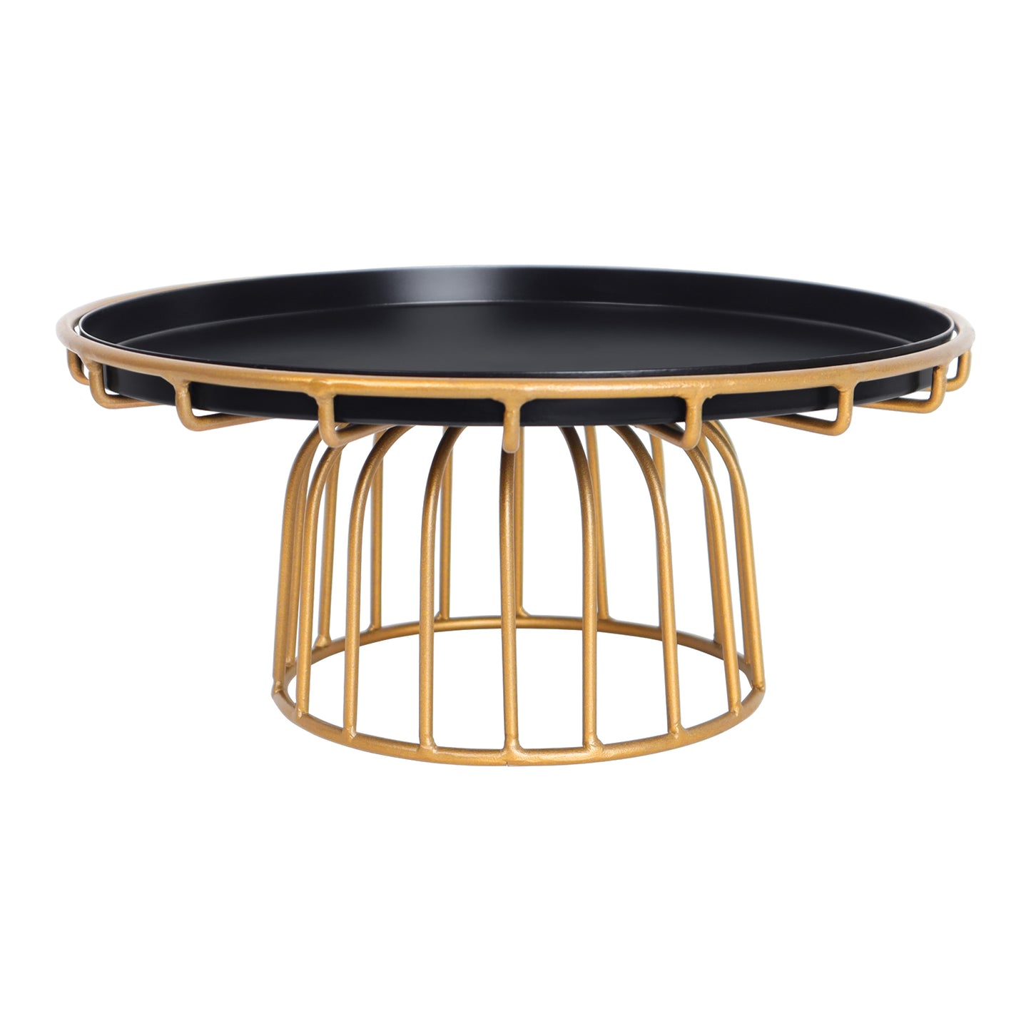 Single Tier Cake Stand, Golden And Black - 10 Inch, Round