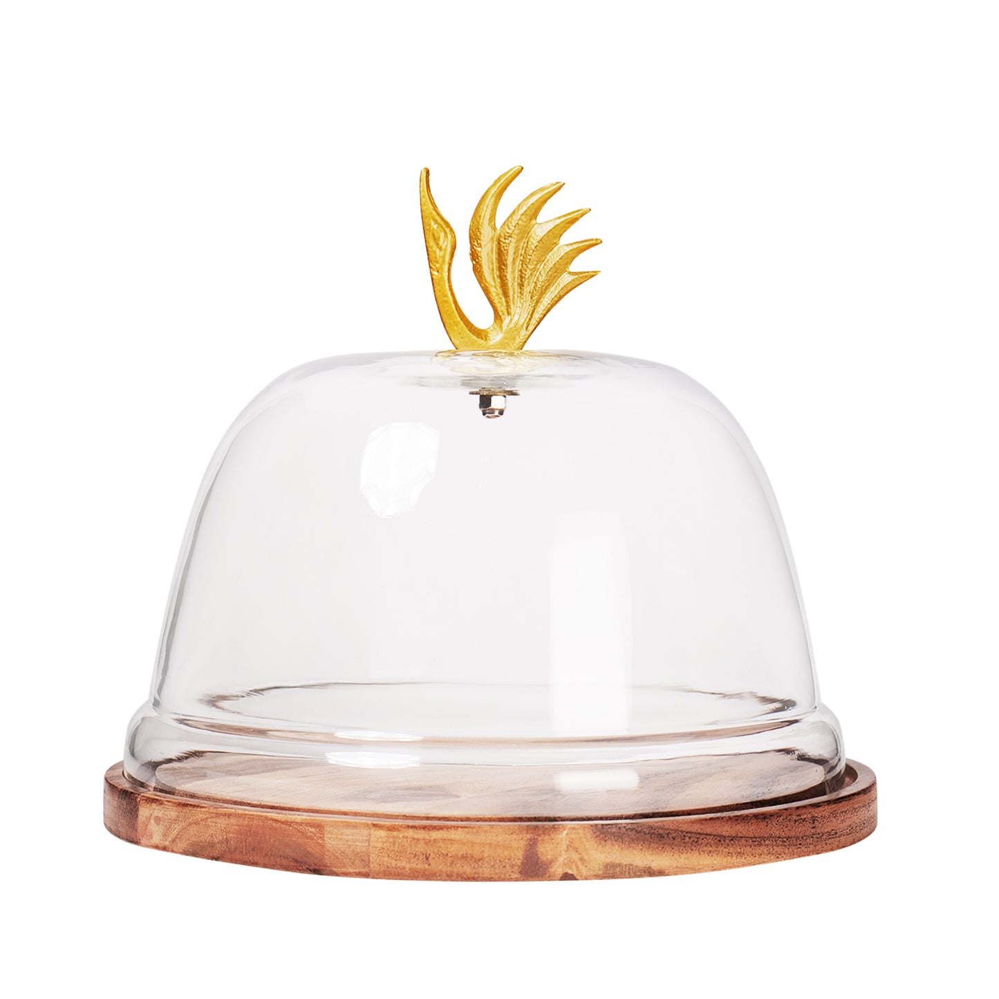 Wooden Cake Stand with Glass Dome - 8" SW