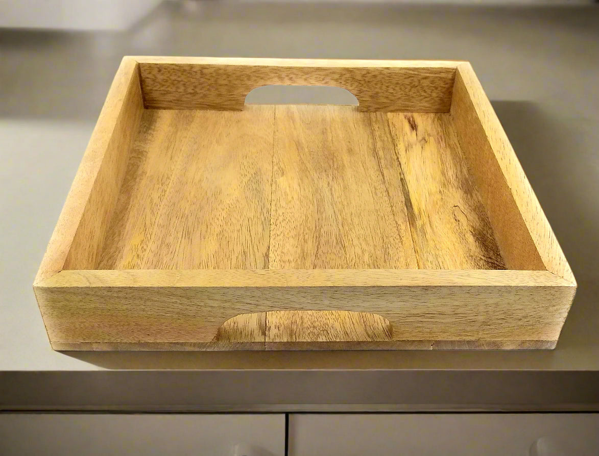 Handcrafted Wooden Serving Tray - Perfect for Serving Snacks, Tea, Coffee, and Desserts