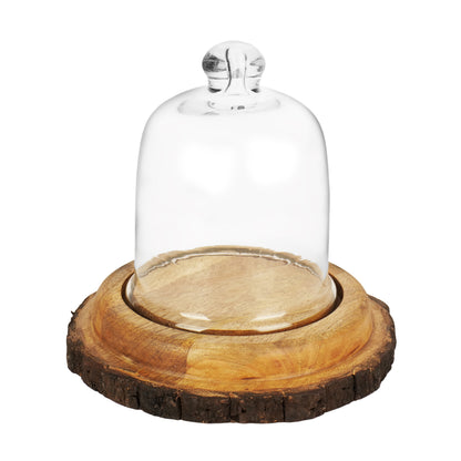 Cake Dome with Natural Bark Platter - 5 x 5 inch