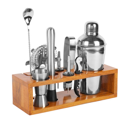 Kraftyhome Signature Bar Tools Set: Luxury Edition with Elegant Wooden Stand - D