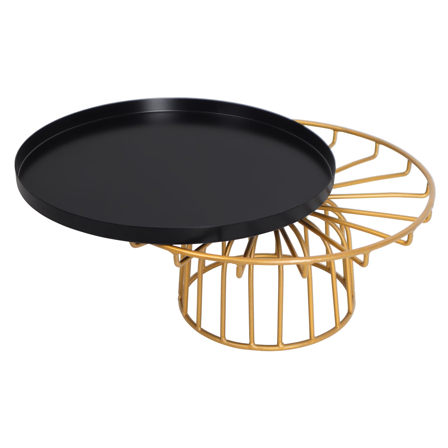 Single Tier Cake Stand, Golden And Black - 10 Inch, Round
