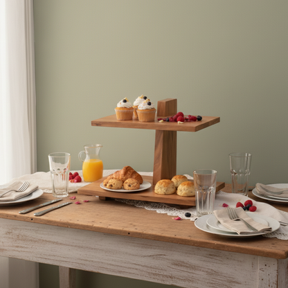 Handcrafted 2 Tiered Server for Desserts, Snacks & High-Tea