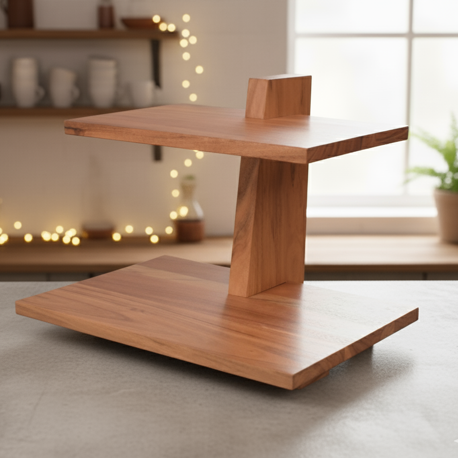 Handcrafted 2 Tiered Server for Desserts, Snacks & High-Tea