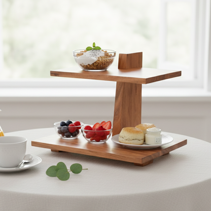 Handcrafted 2 Tiered Server for Desserts, Snacks & High-Tea