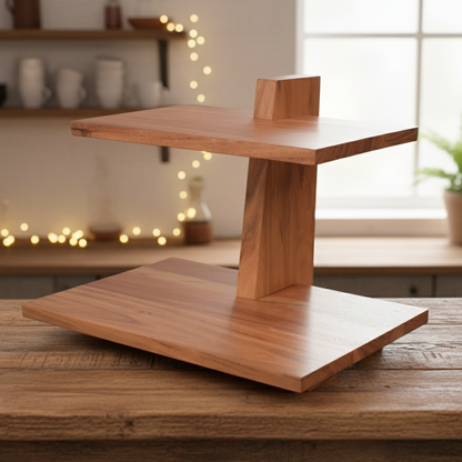 Handcrafted 2 Tiered Server for Desserts, Snacks & High-Tea