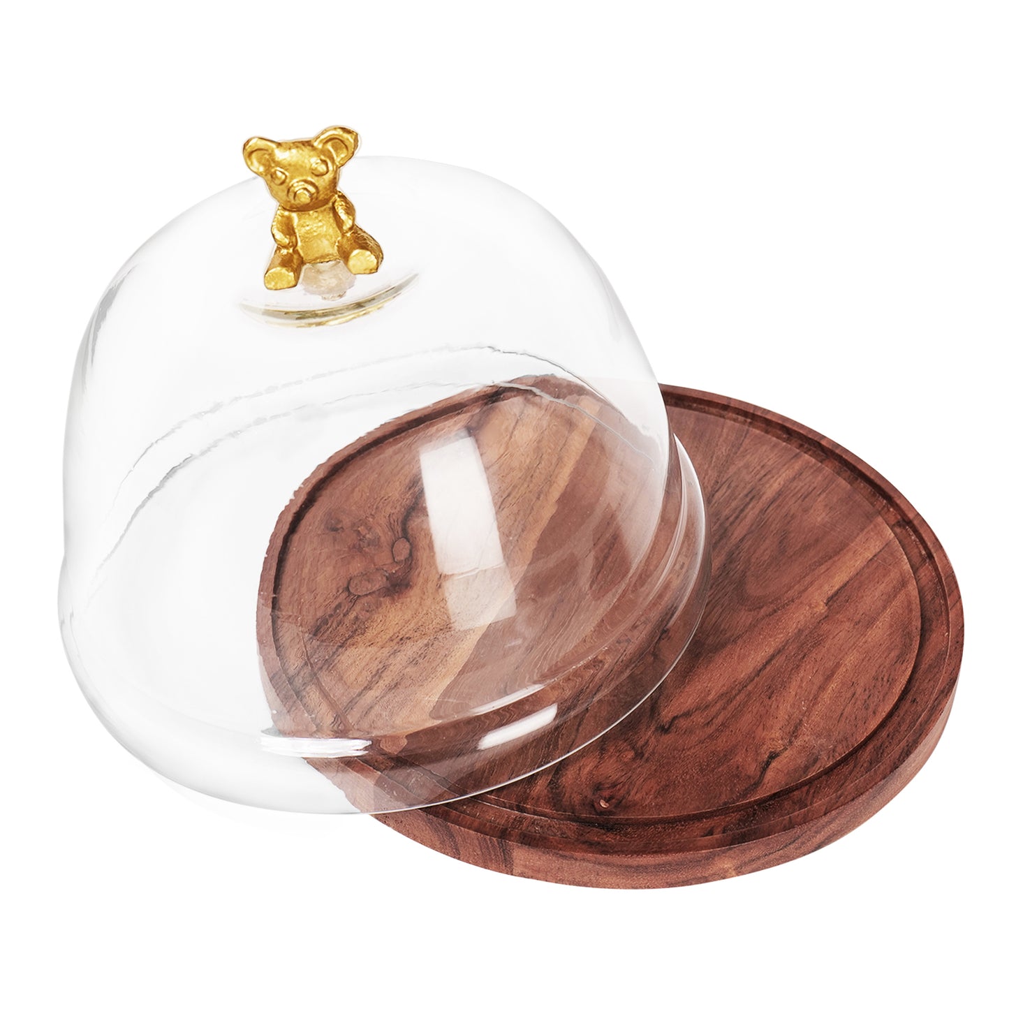Wooden Cake Stand with Glass Dome - 8" TB