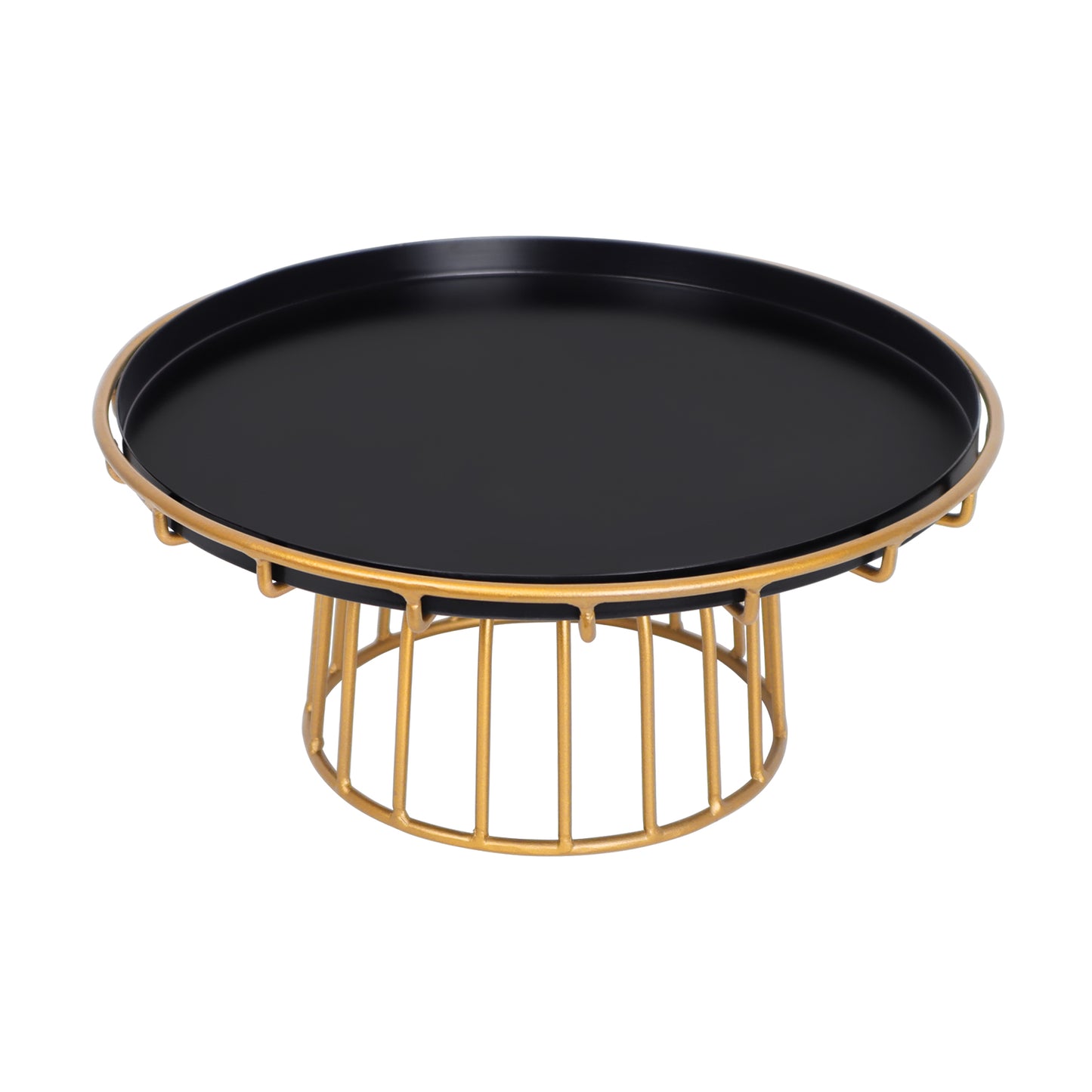 Single Tier Cake Stand, Golden And Black - 10 Inch, Round