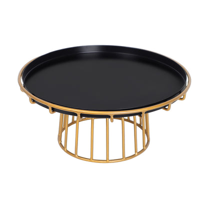 Single Tier Cake Stand, Golden And Black - 10 Inch, Round