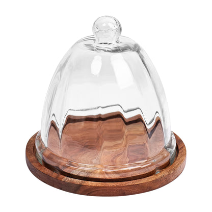 Rustic Cake Dome on Wooden base - 7.25 inch