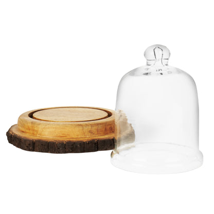 Cake Dome with Natural Bark Platter - 5 x 5 inch