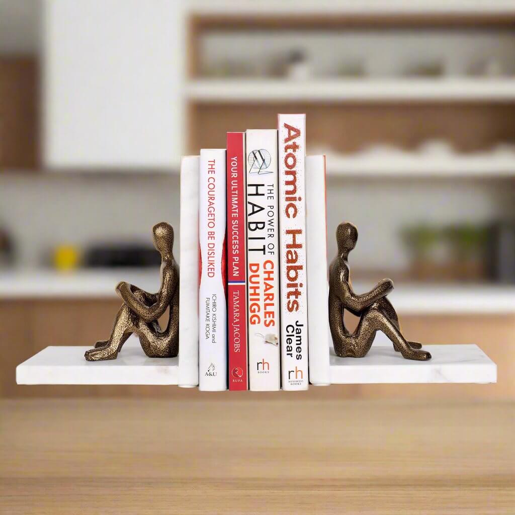 Marble bookends with natural finish for rustic decor