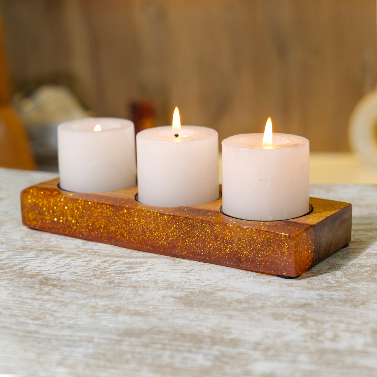Wood and Resin Candle holder