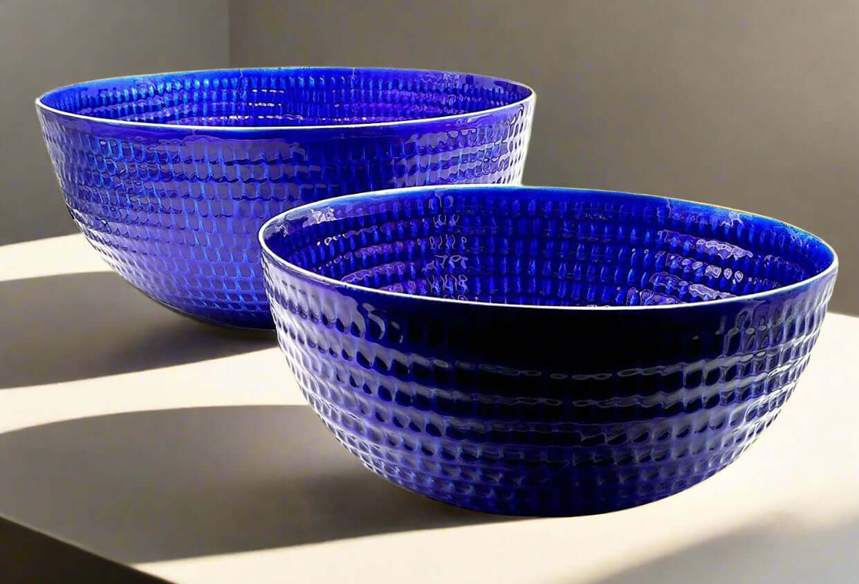 Premium Metal Hammered Bowls - Elegant Centerpiece for Home Decor