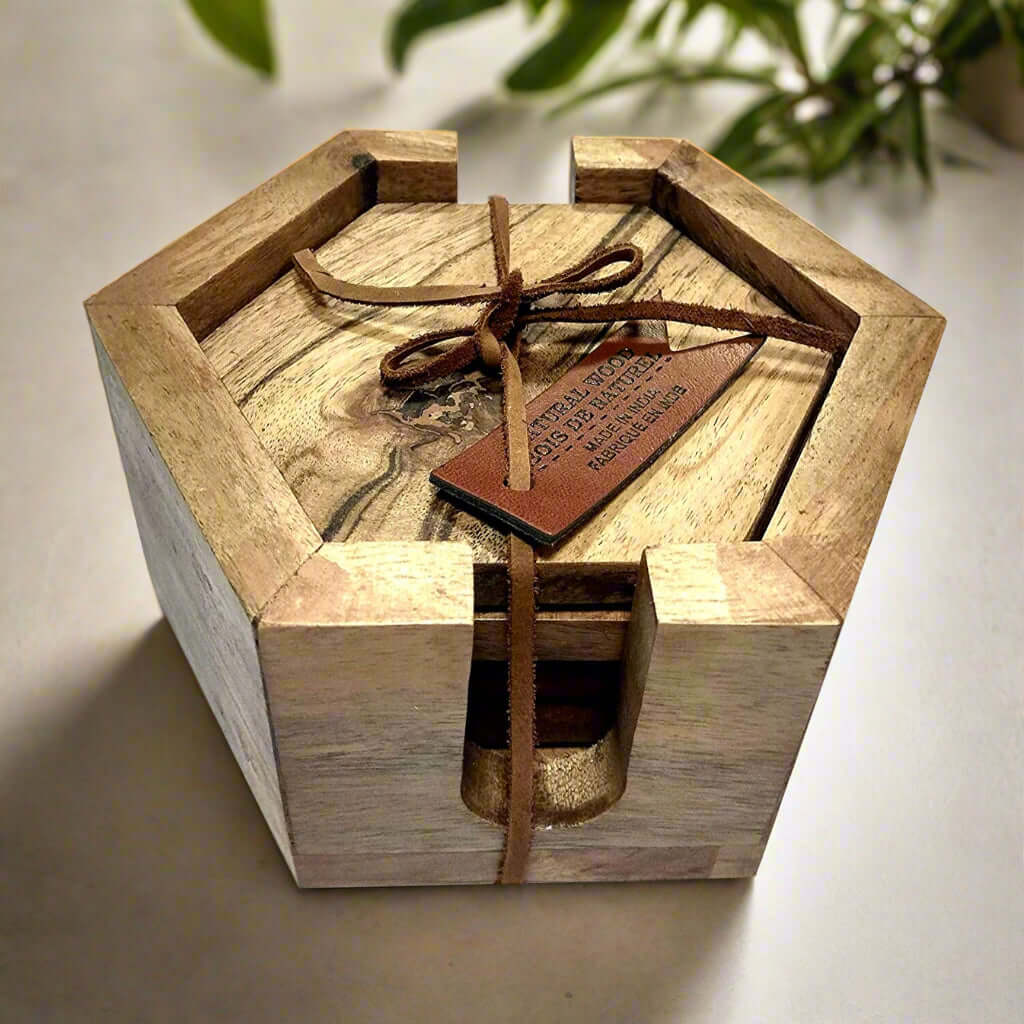 Handcrafted Wooden Coasters Set of 4