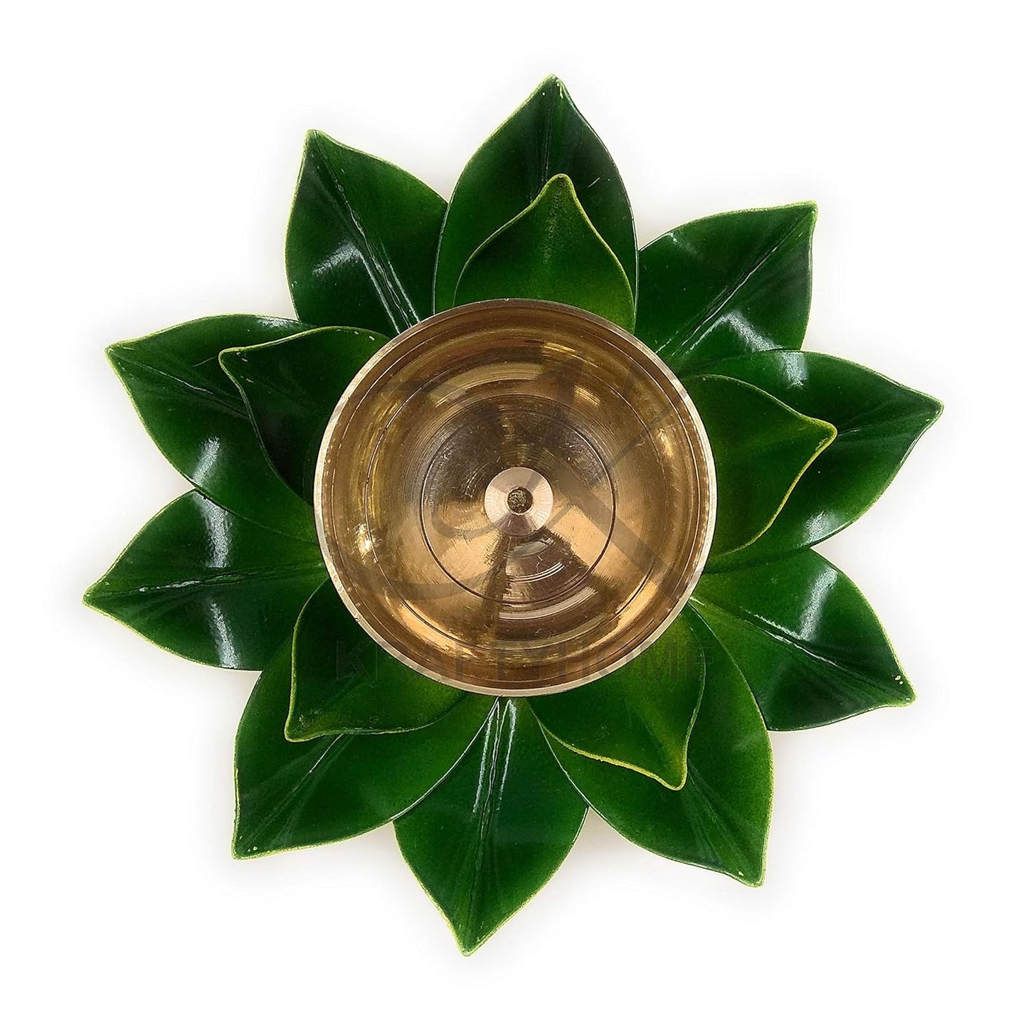 Brass Lotus Kuber Diya Puja Oil Lamp Deepak With Enamel For Home -GR