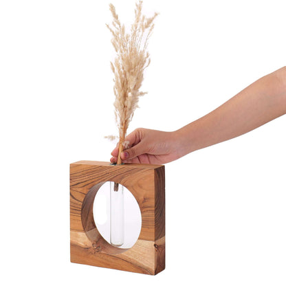 Wooden Test Tube planter for hydroponic plants