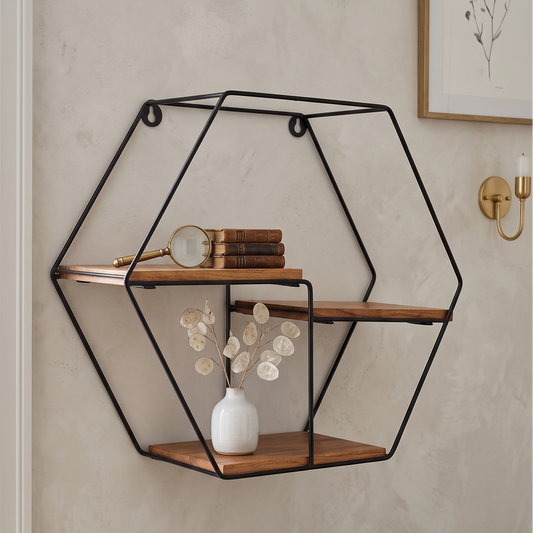 Wall Shelf for living/bedroom/bathroom - Hexagon