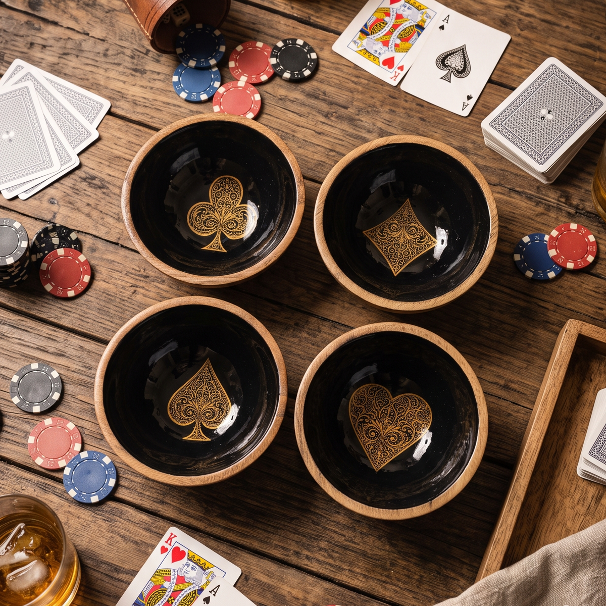 Boot Bowl, Poker bowl, Wooden Bowl - 6x3.5 inch (Set of 4)